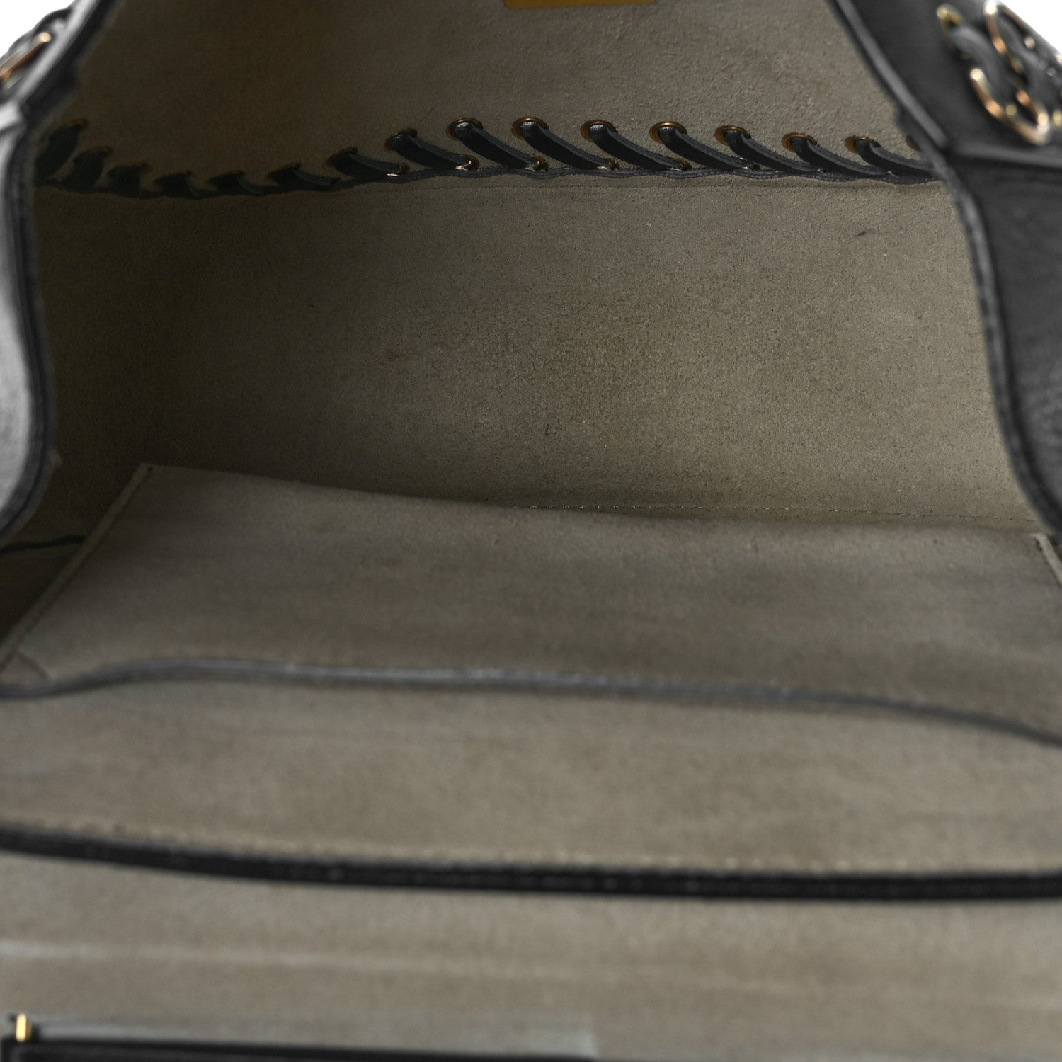 Chloe Calfskin Whipstitch Grommet Drew Shoulder Bag Black 5 of 9