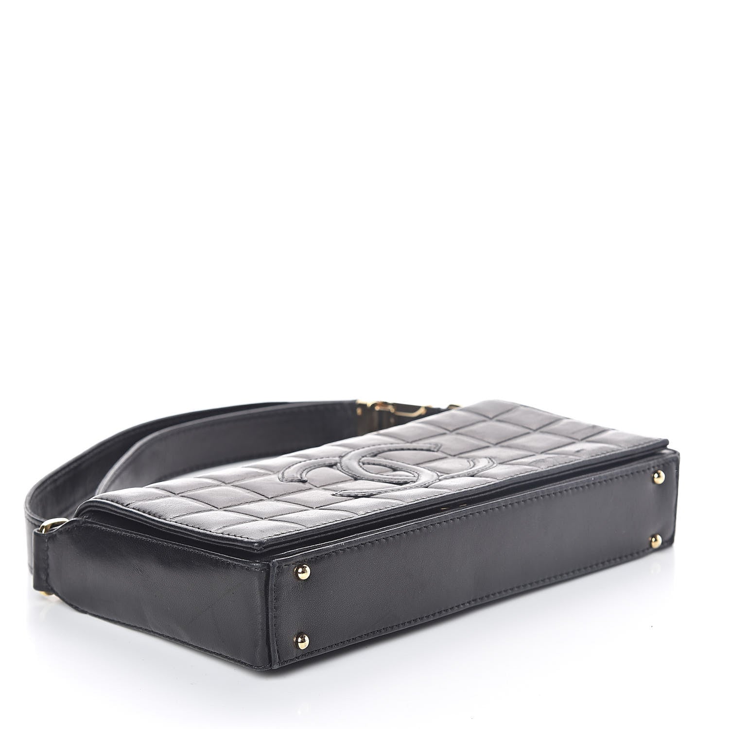 Chanel Lambskin Quilted CC Chocolate Bar Flap Black 4 of 10