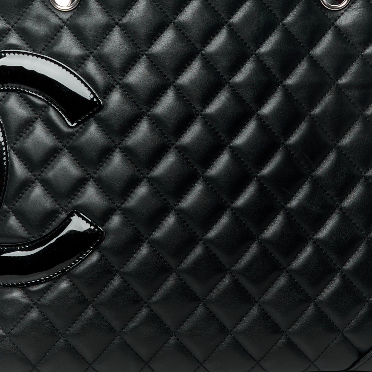 Calfskin Quilted Large Cambon Tote Black