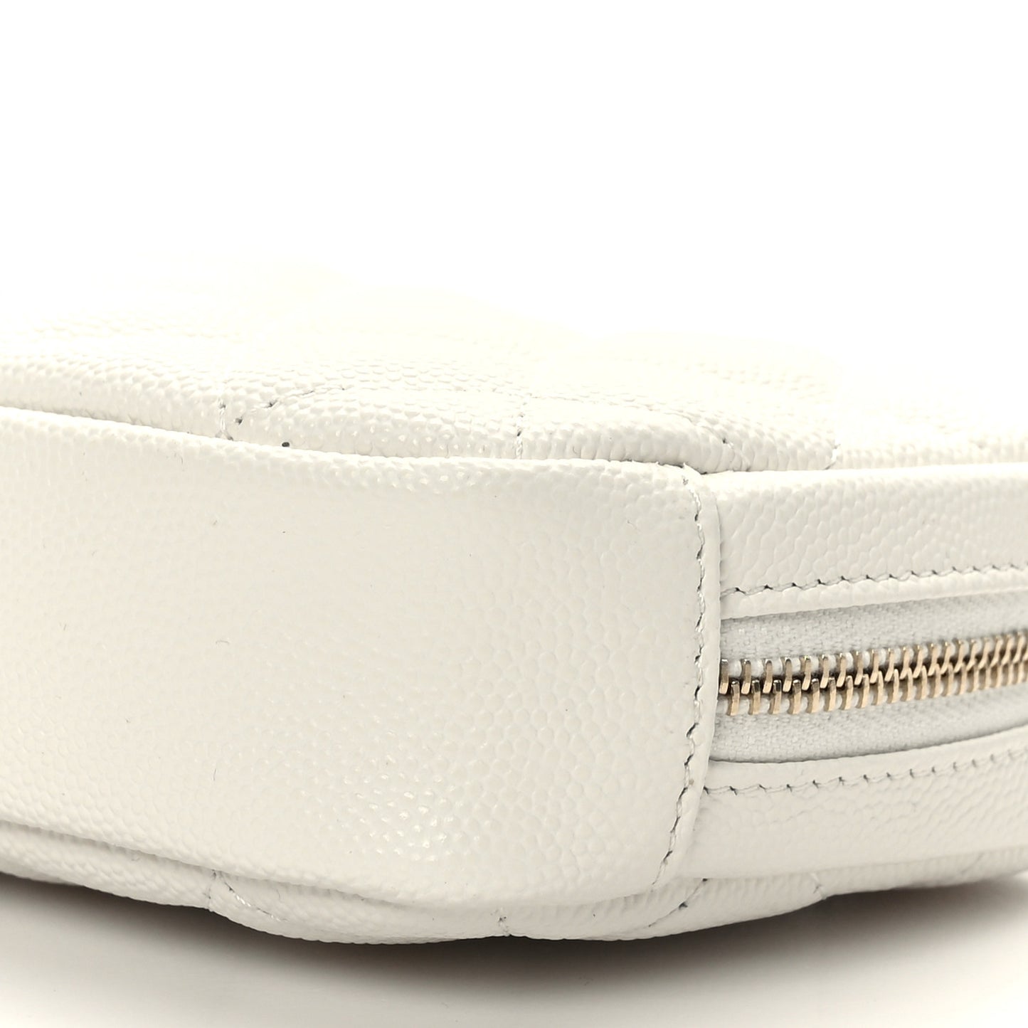 Caviar Quilted Small Curvy Pouch Cosmetic Case White