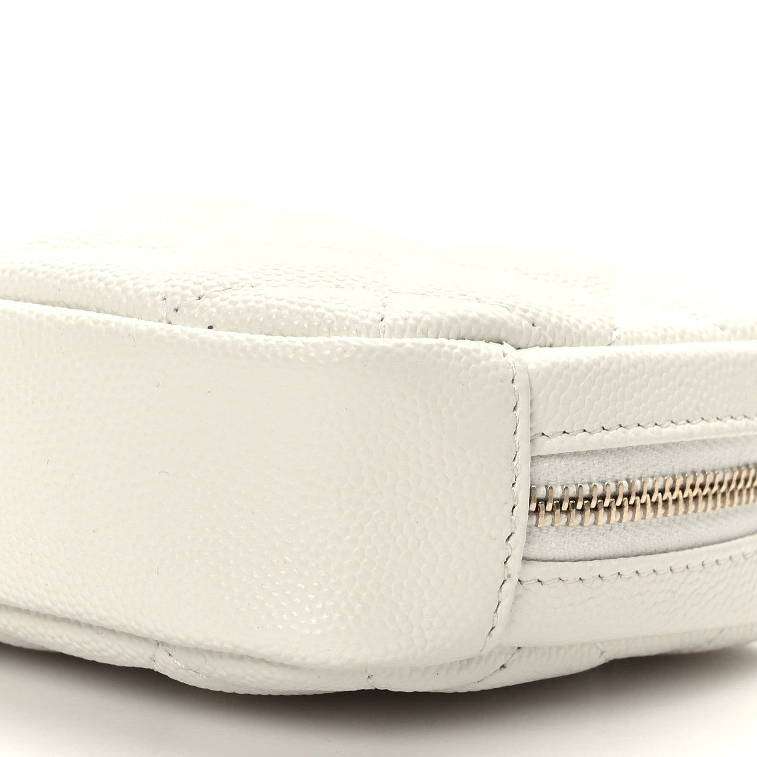 Chanel Caviar Quilted Small Curvy Pouch Cosmetic Case White 8 of 8