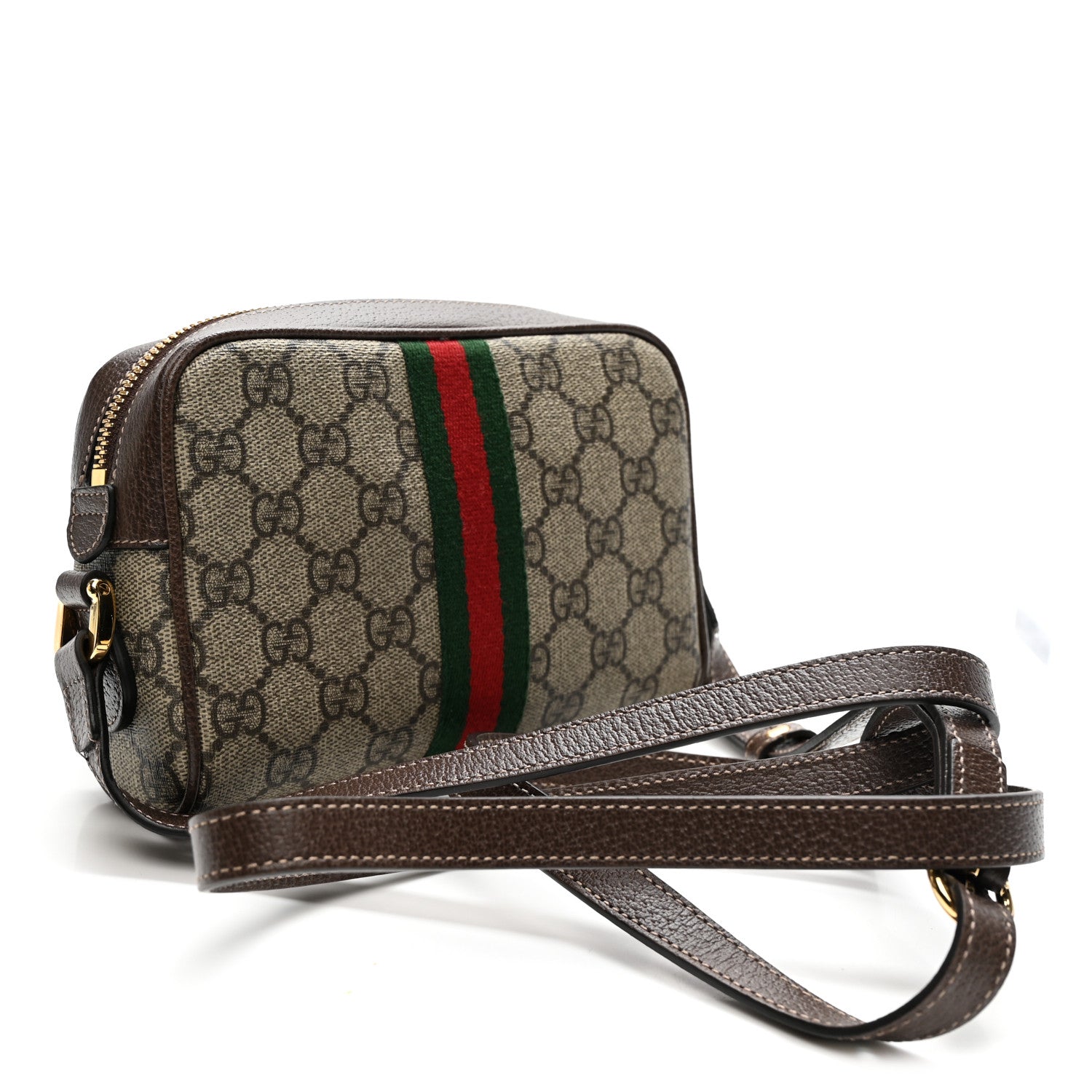 Gucci GG Supreme Monogram Web Mini Ophidia Shoulder Bag Brown 3 of 10
