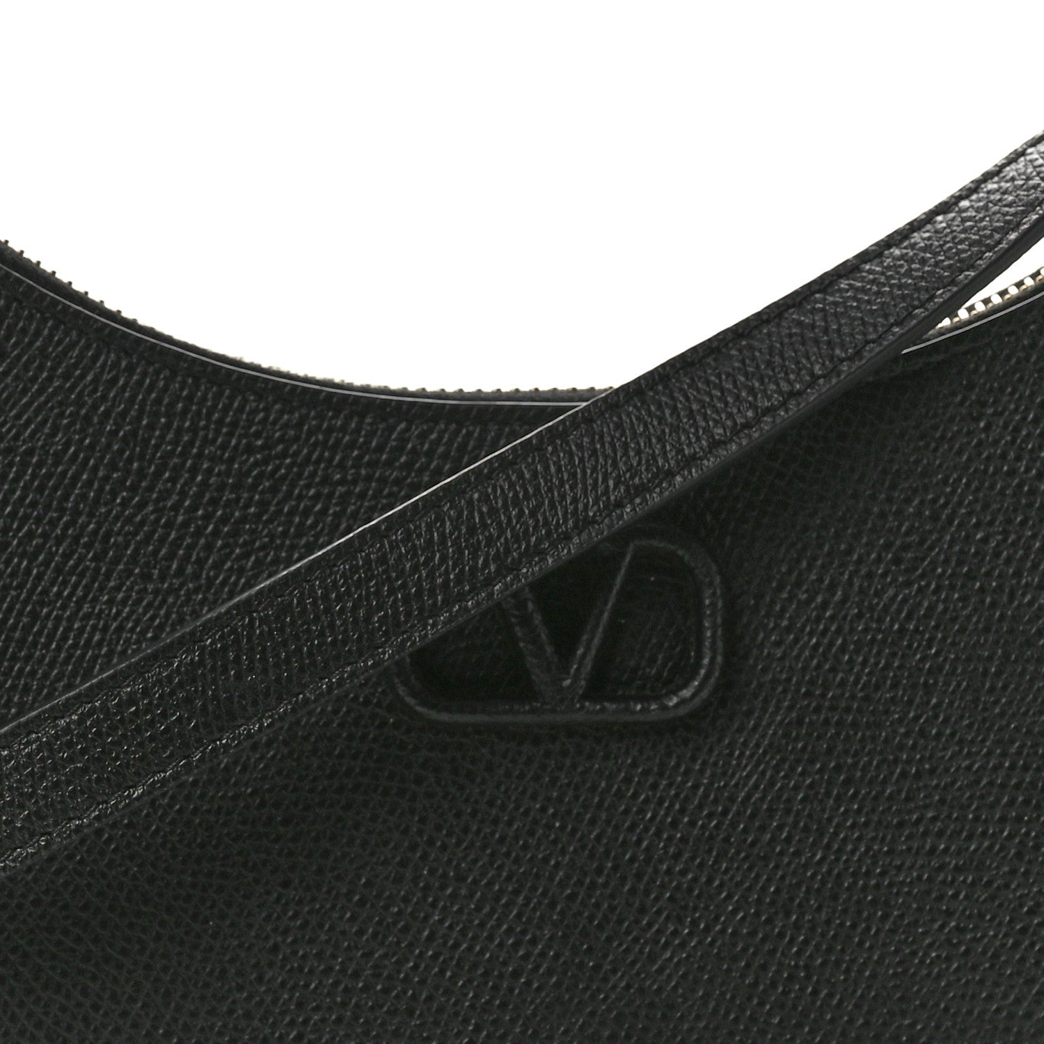 Valentino Garavani Grainy Calfskin Mini Vlogo Hobo Bag Black 6 of 8