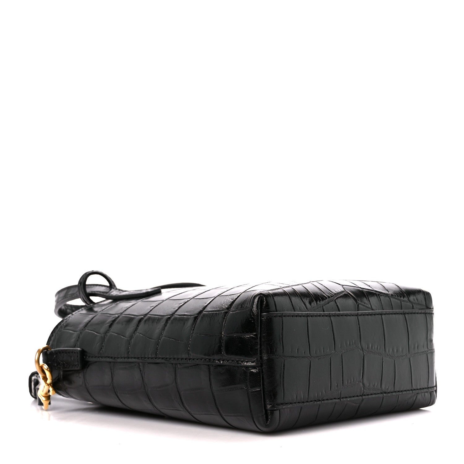 Saint Laurent Calfskin Crocodile Embossed Paris Mini Toy Shopper Tote Black 4 of 12