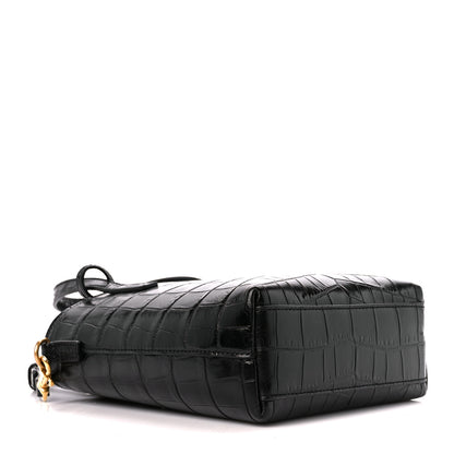 Saint Laurent Calfskin Crocodile Embossed Paris Mini Toy Shopper Tote Black 4 of 12