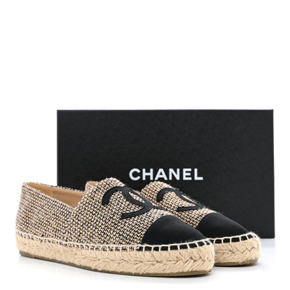 Chanel Metallic Tweed CC Espadrilles 38 Beige Black 10 of 10