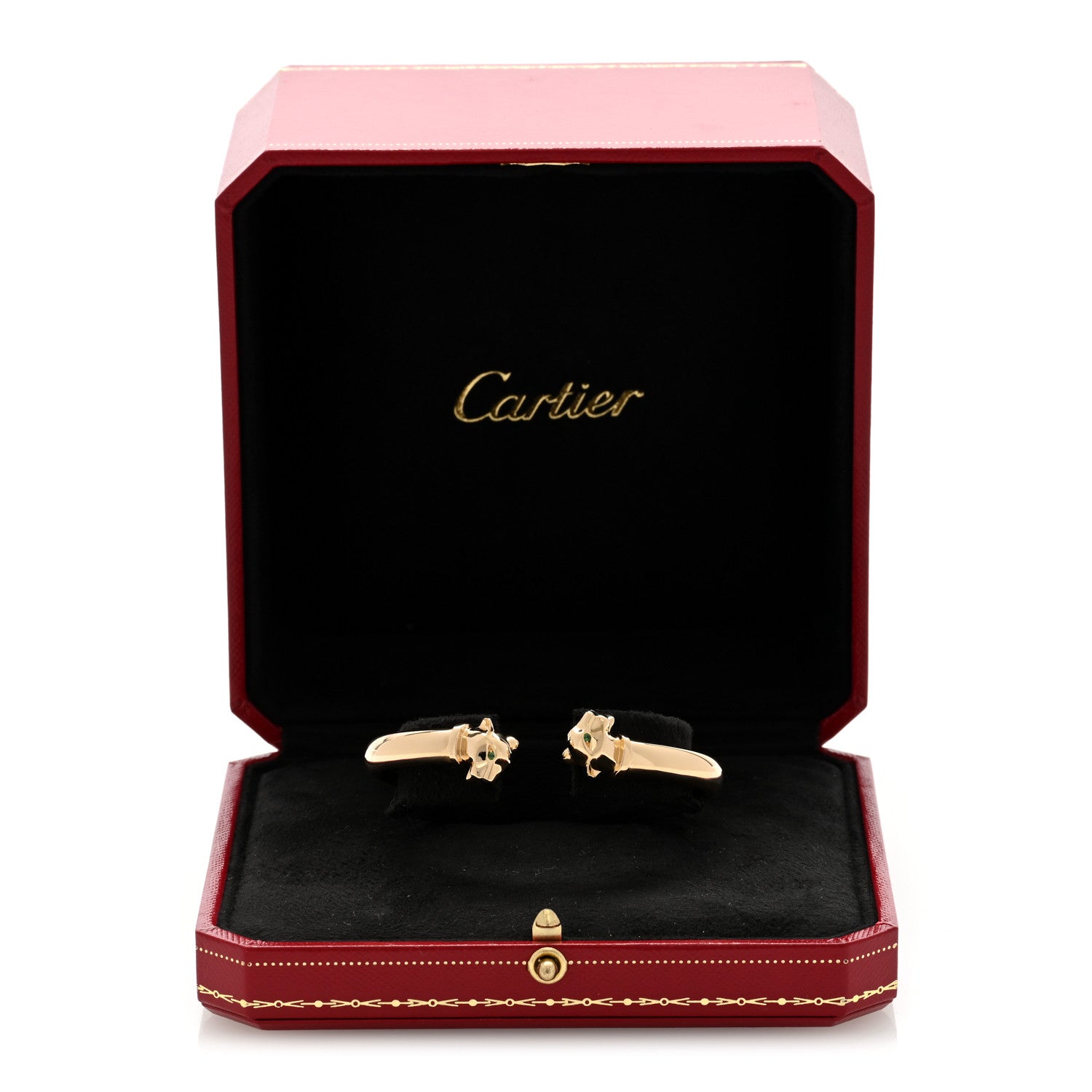 Cartier 18K Yellow Gold Tsavorite Garnet Onyx Panthere De Cartier Cuff Bracelet 16 4 of 4