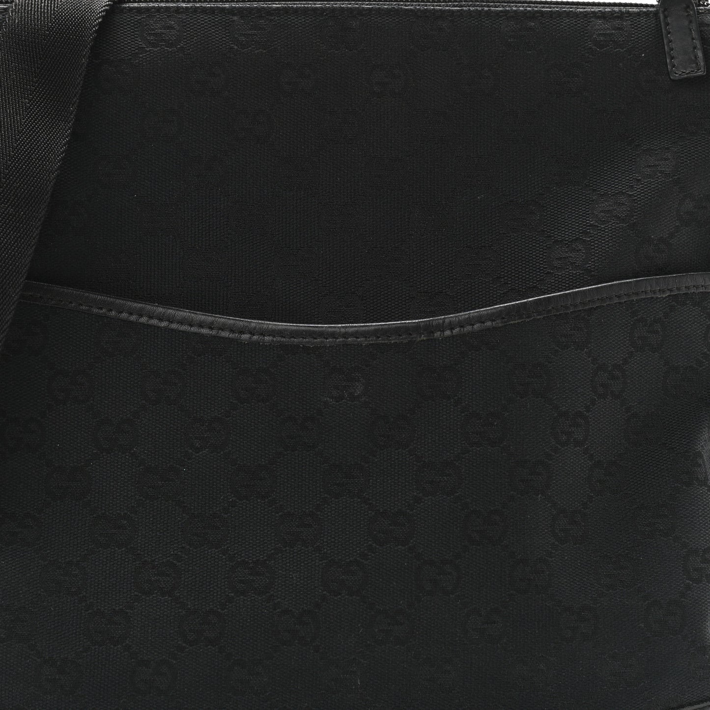 Monogram Calfskin Perforated Medium Flat Messenger Bag Black