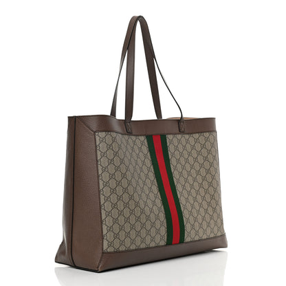 Gucci GG Supreme Monogram Web Ophidia Tote Brown 3 of 16