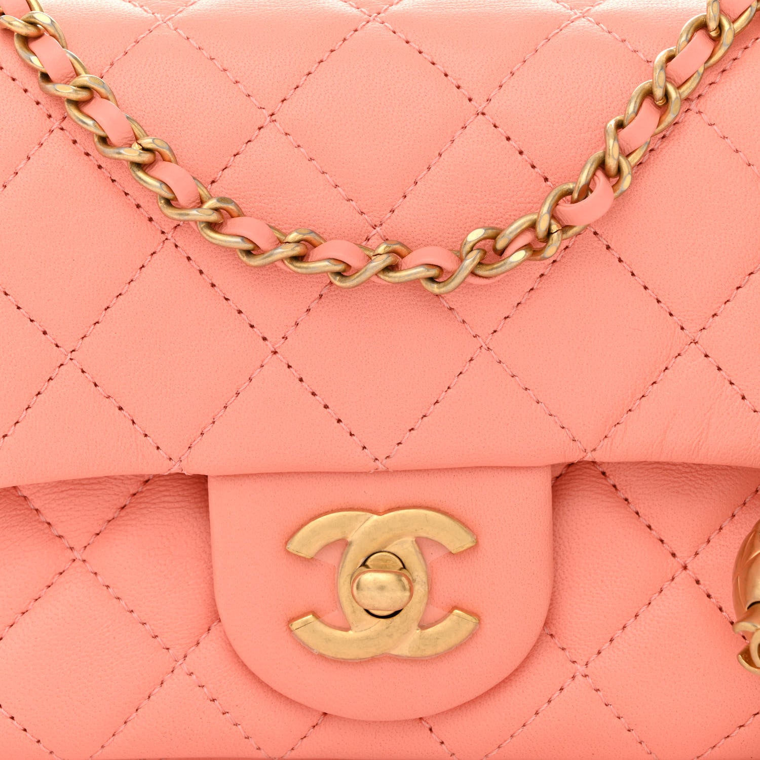 Chanel Lambskin Quilted Mini Pearl Crush Flap Light Orange 8 of 11