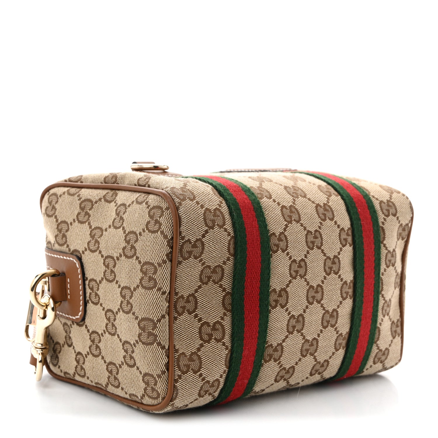 Gucci GG Supreme Web Mini GG Top Handle Bag Beige Ebony Dark Brown 4 of 10