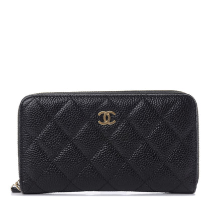 Chanel Caviar Quilted Medium Zip Around Wallet Black 1 of 10