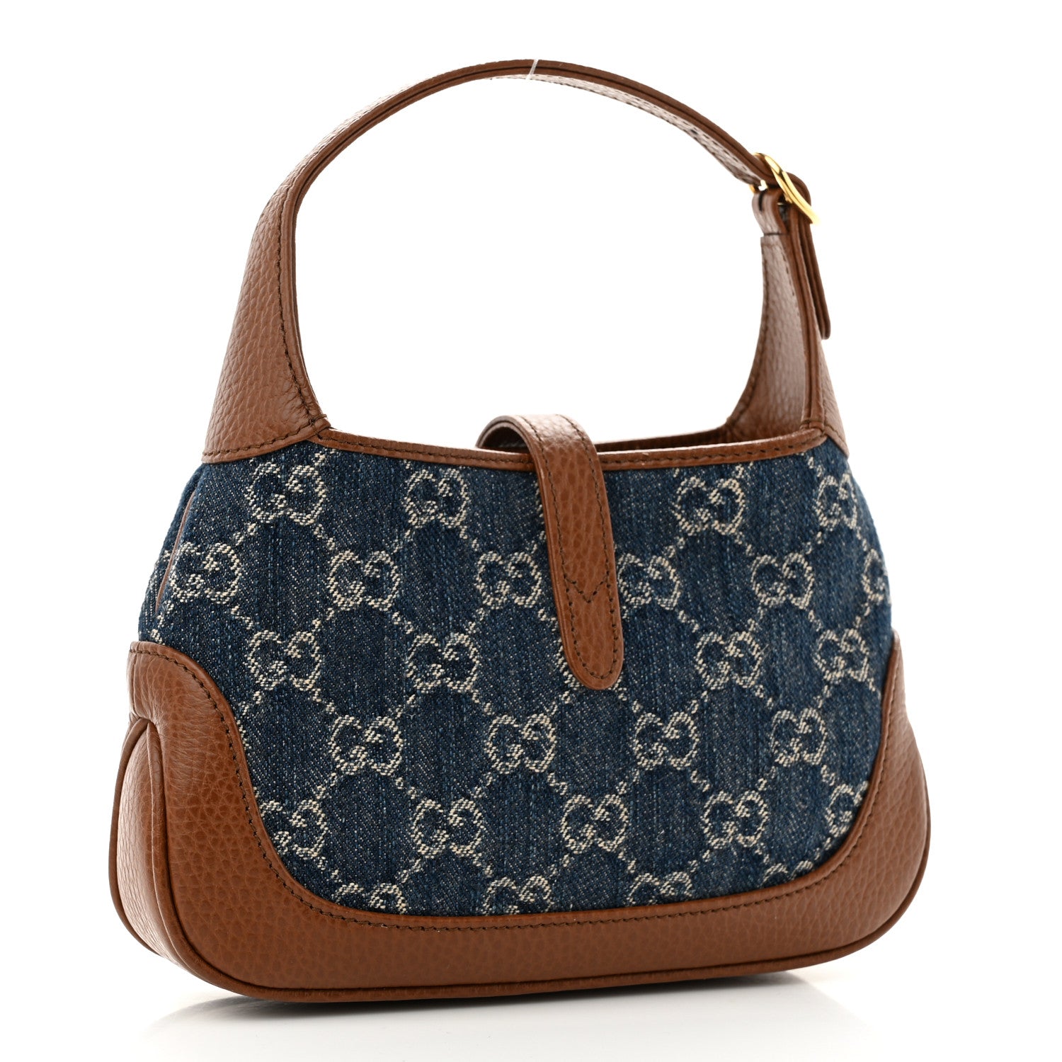 Gucci New Denim GG Monogram Calfskin Mini Jackie 1961 Hobo Blue Tea Cuir 3 of 10