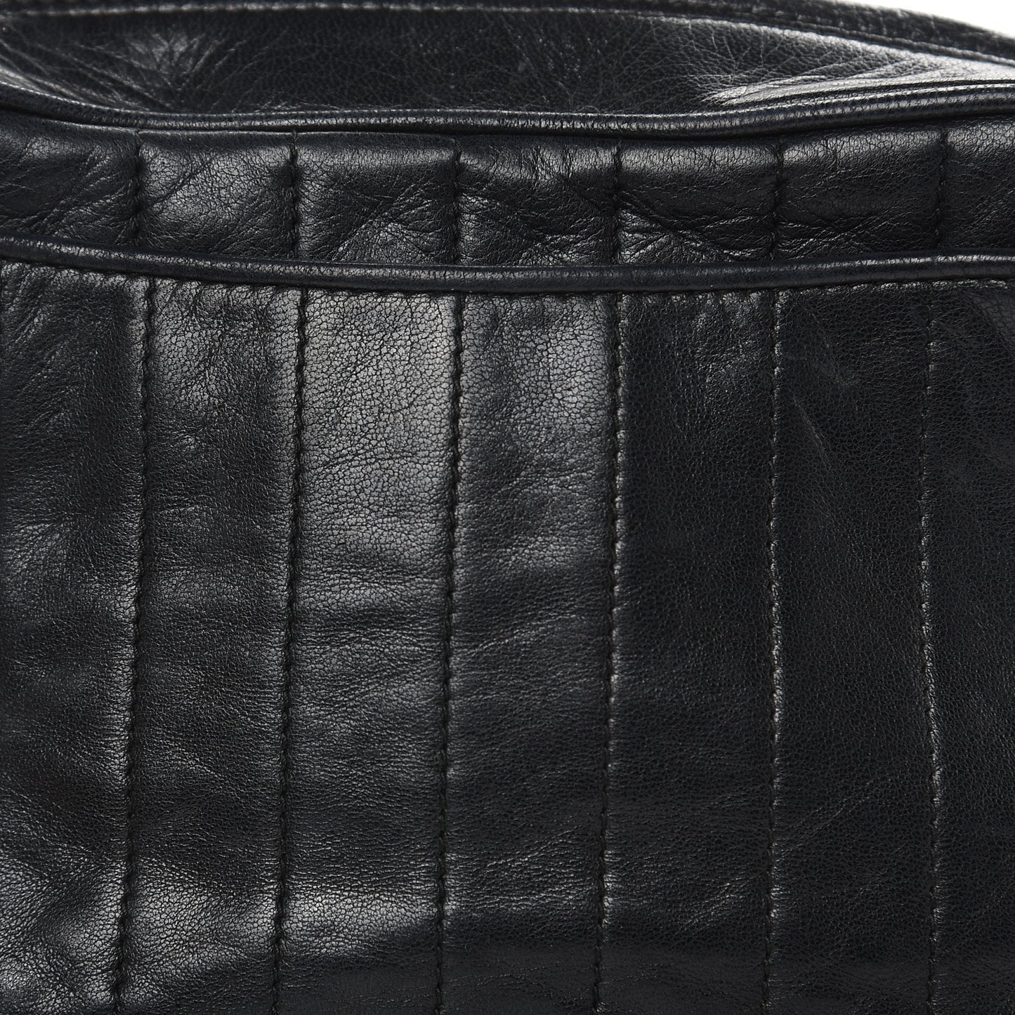 Lambskin Vertical Quilted Tassel Camera Case Black