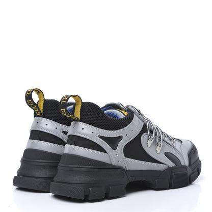 Gucci X SEGA Mesh Technical Canvas Calfskin Reflective Mens Flashtrek Sneakers 9.5 Silver Black 4 of 8