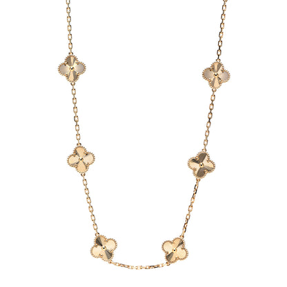 Van Cleef & Arpels 18K Yellow Gold 10 Motifs Guilloche Vintage Alhambra Necklace 1 of 6