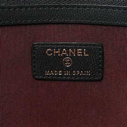 Chanel Caviar Chevron Quilted Large Cosmetic Case Black 6 of 7