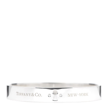 Tiffany Sterling Silver Diamond Narrow Locks Bangle Bracelet 1 of 4