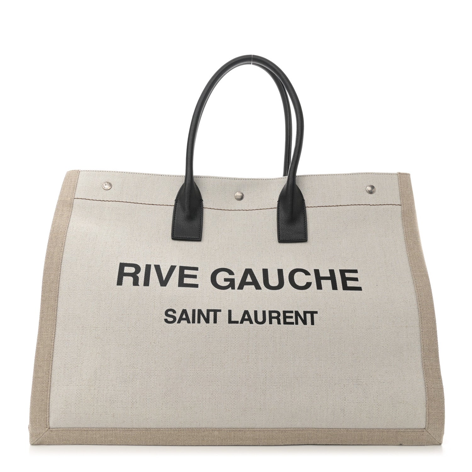 Saint Laurent Linen Calfskin Rive Gauche Tote Optic White 1 of 13