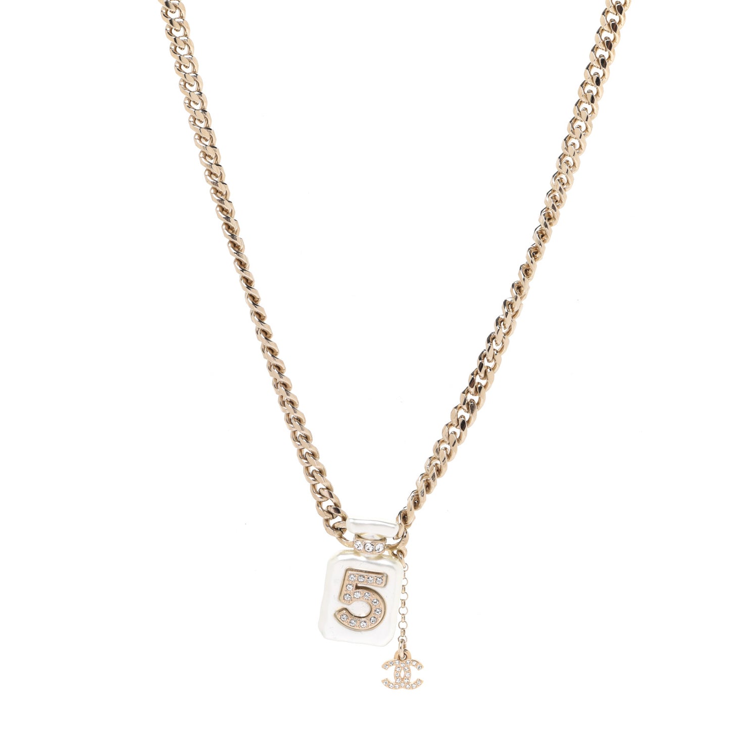 Resin Crystal CC No 5 Perfume Bottle Necklace