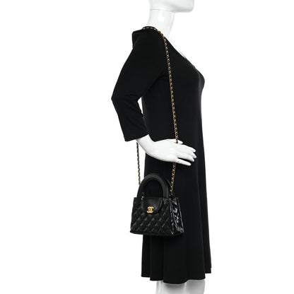 Chanel Shiny Aged Calfskin Quilted Nano Kelly Shopper Black 2 of 12