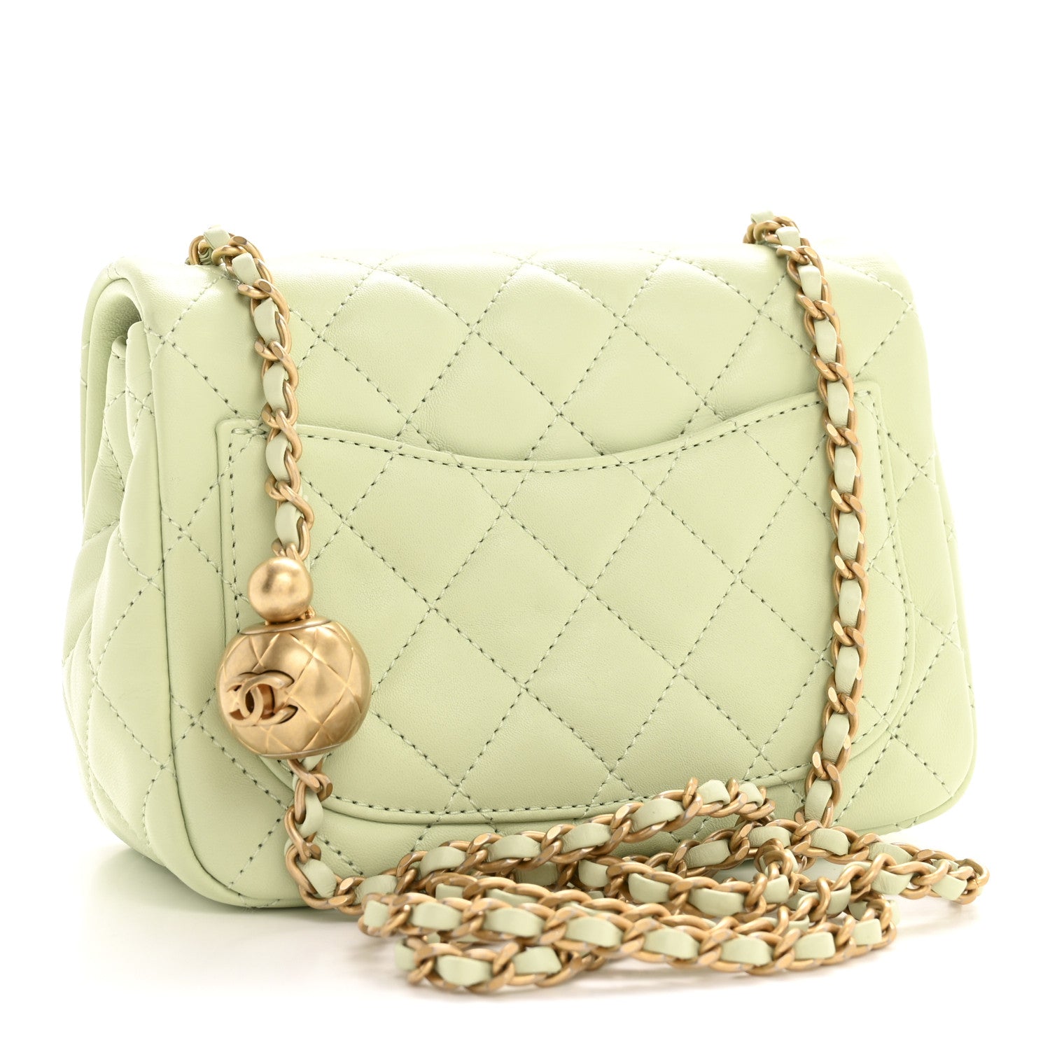 Chanel Lambskin Quilted Mini Pearl Crush Flap Light Green 3 of 12