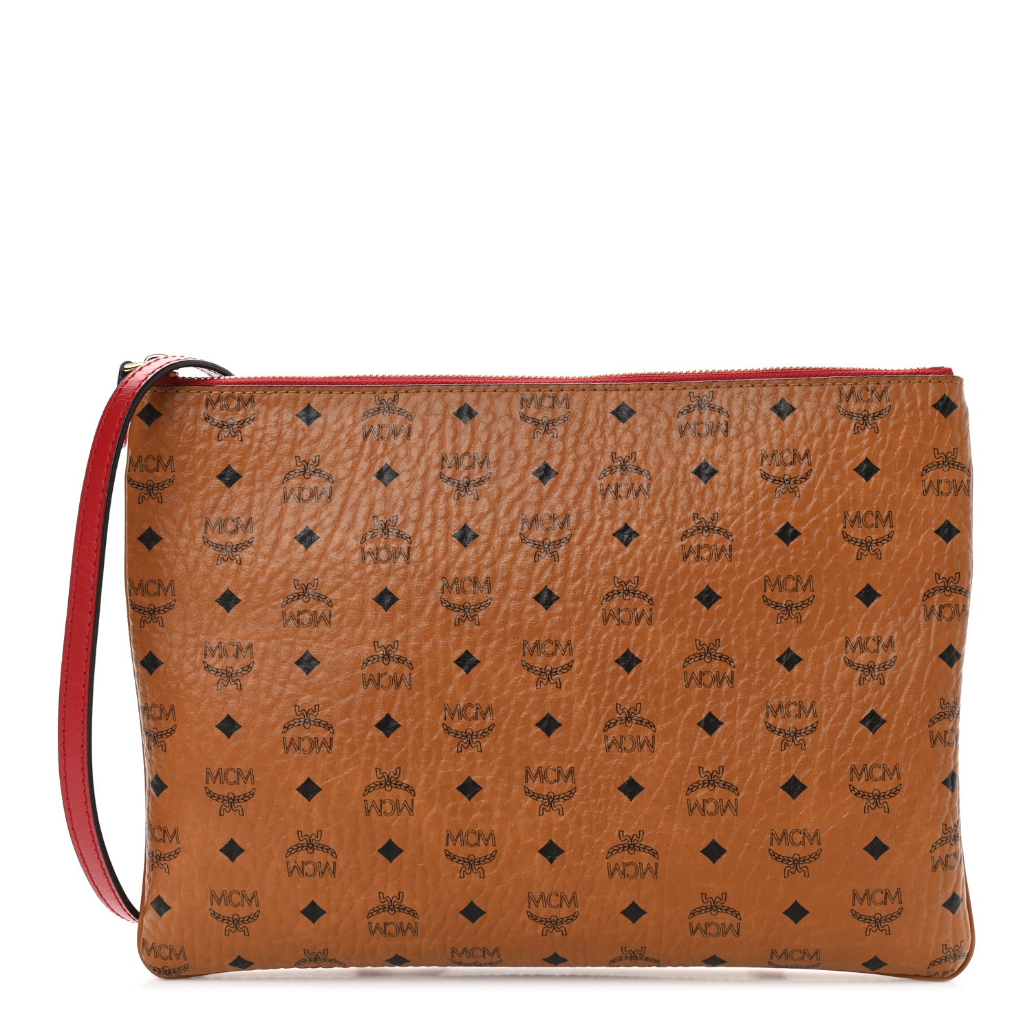 MCM Visetos Medium Crossbody Pouch Cognac Red 1 of 9