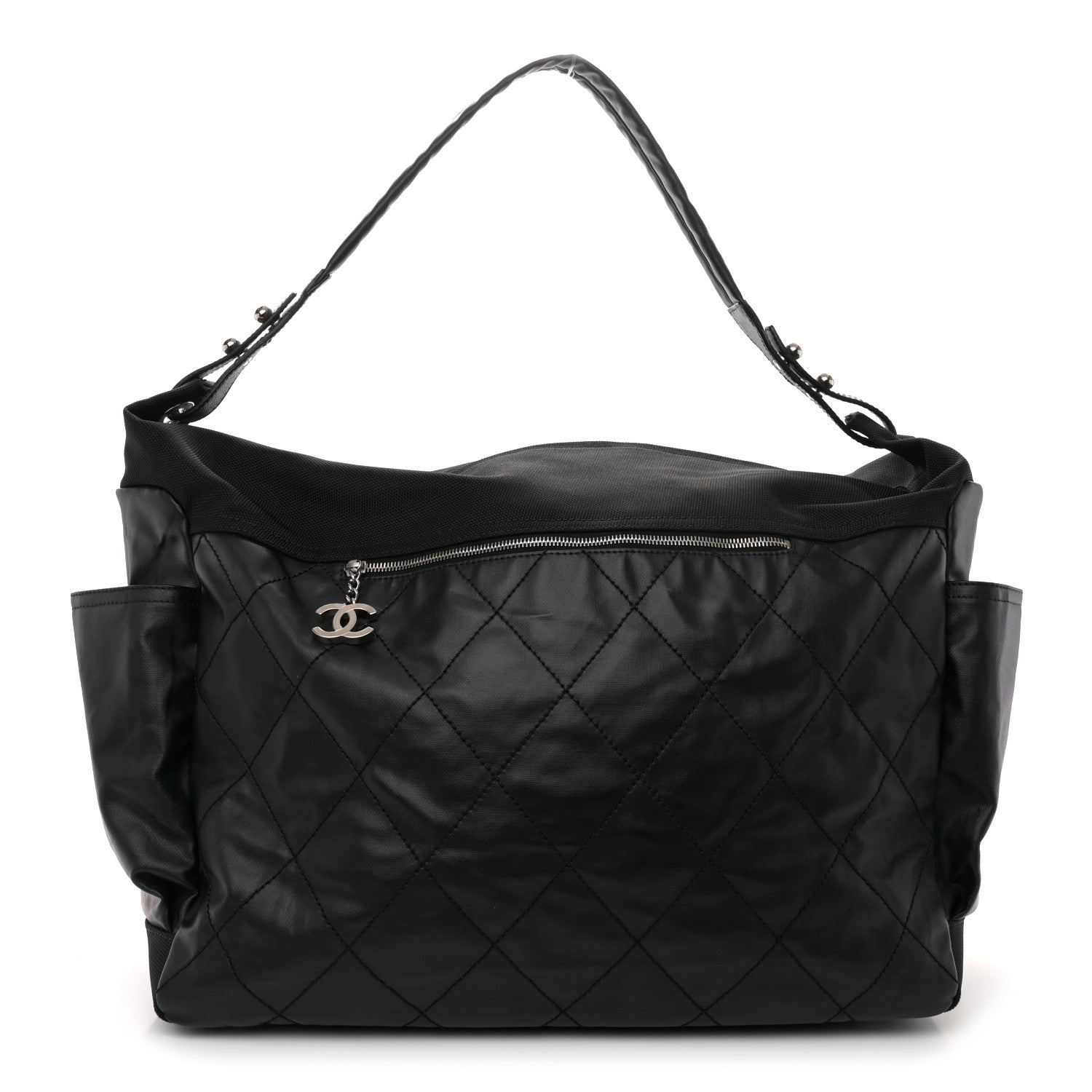 Chanel Coated Canvas Stitched XL Paris Biarritz Tote Black 1 of 11