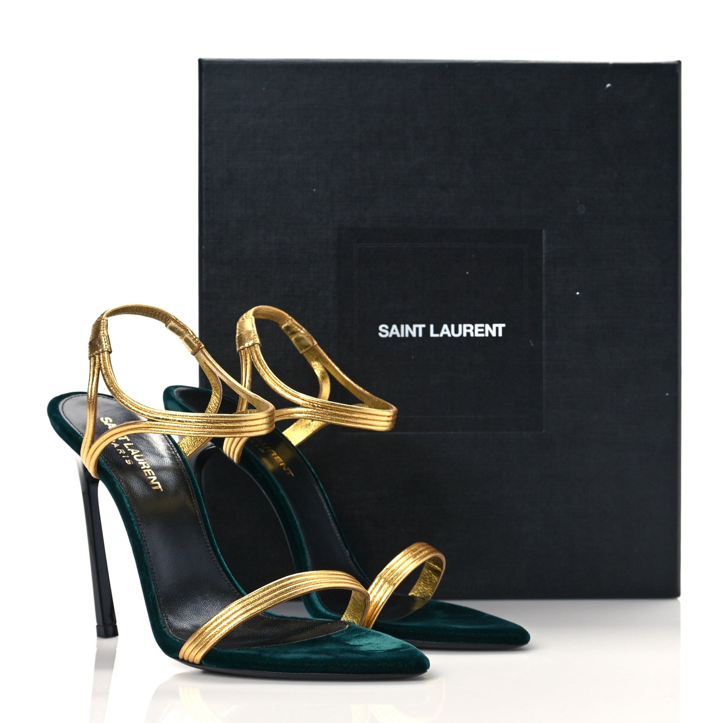 Metallic Velvet Talitha Ankle Strap Sandals 39 Green Gold