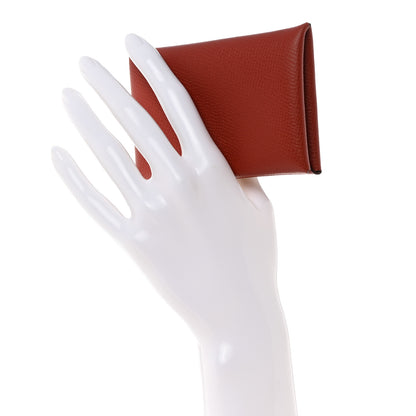 Hermes Epsom Calvi Card Case Sienne 2 of 8