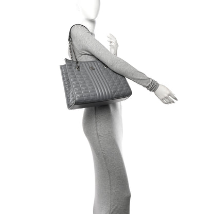 Gucci Calfskin Matelasse Aria Medium GG Marmont Shoulder Tote Deep Grey 2 of 9