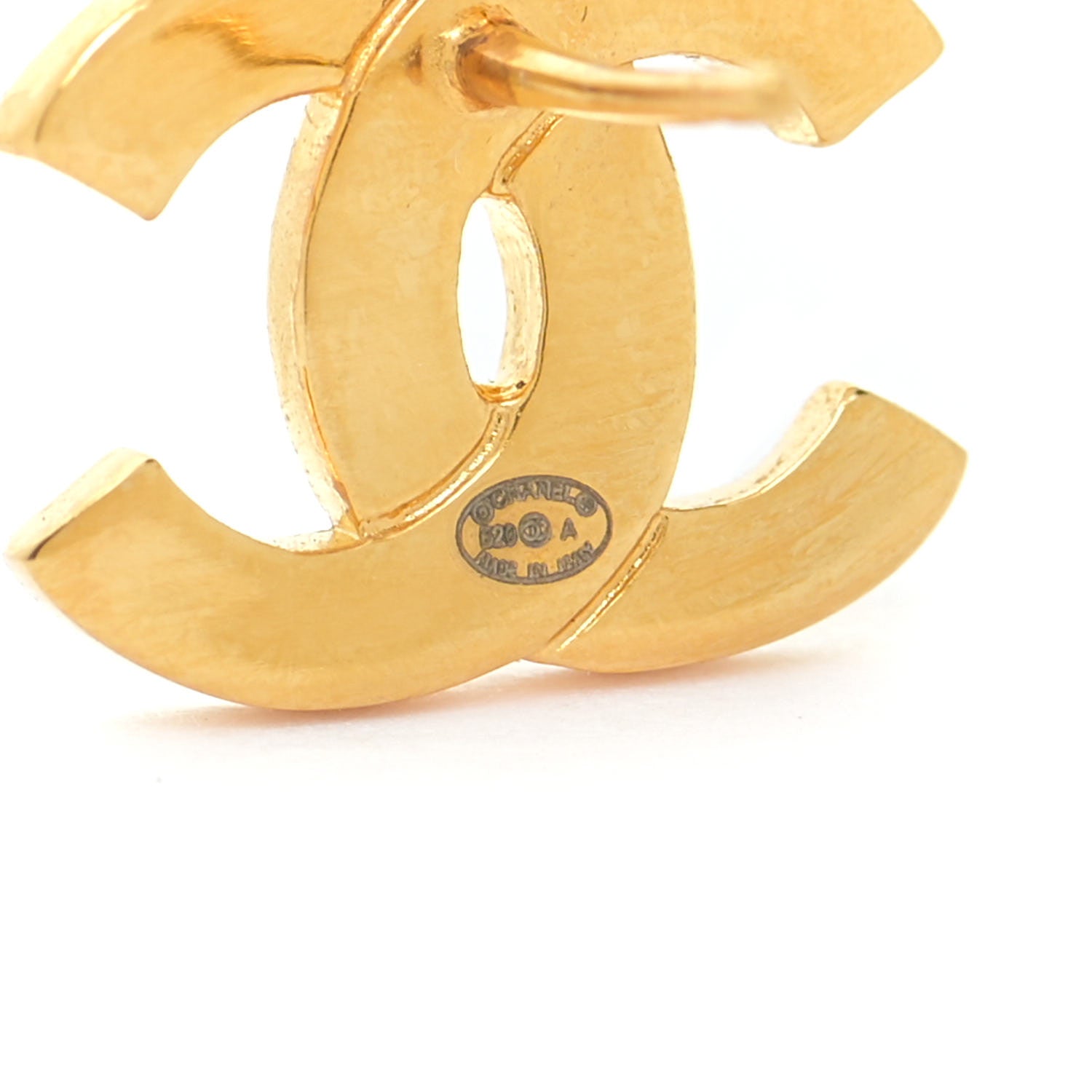 Chanel Metal CC Paris Button Stud Earrings Gold 4 of 7
