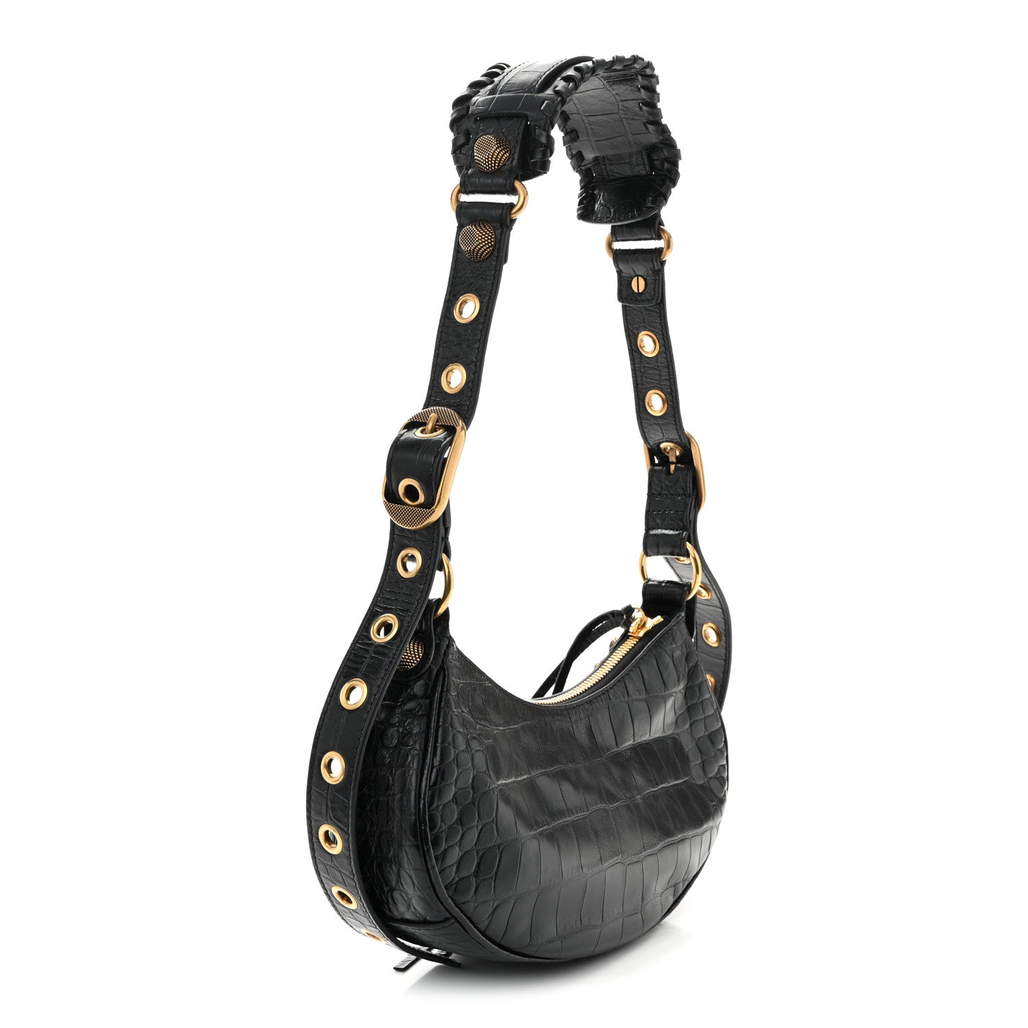 Balenciaga Extra Supple Calfskin Crocodile Embossed Le Cagole