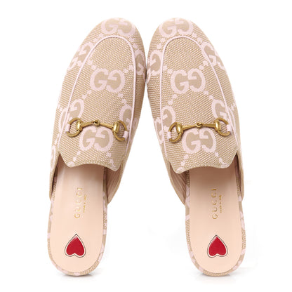 Gucci Monogram Macro GG Nappa Charlotte Womens Princetown Slippers 38.5 Beige Perfect Pink 2 of 10
