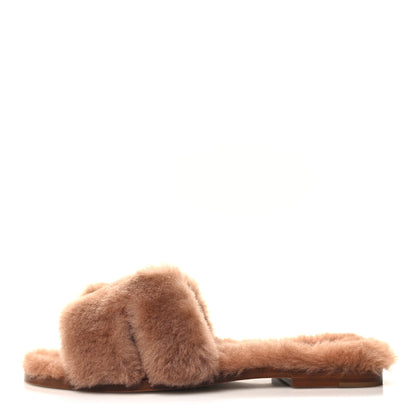 Hermes Woolskin Oran Sandals 38 Naturel 1 of 7
