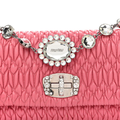 Miu Miu Nappa Matelasse Crystal Flap Clutch Geranio 7 of 10