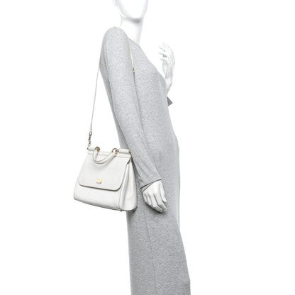 Dolce & Gabbana Iguana Calfskin Embossed Medium Miss Sicily Satchel White 2 of 12