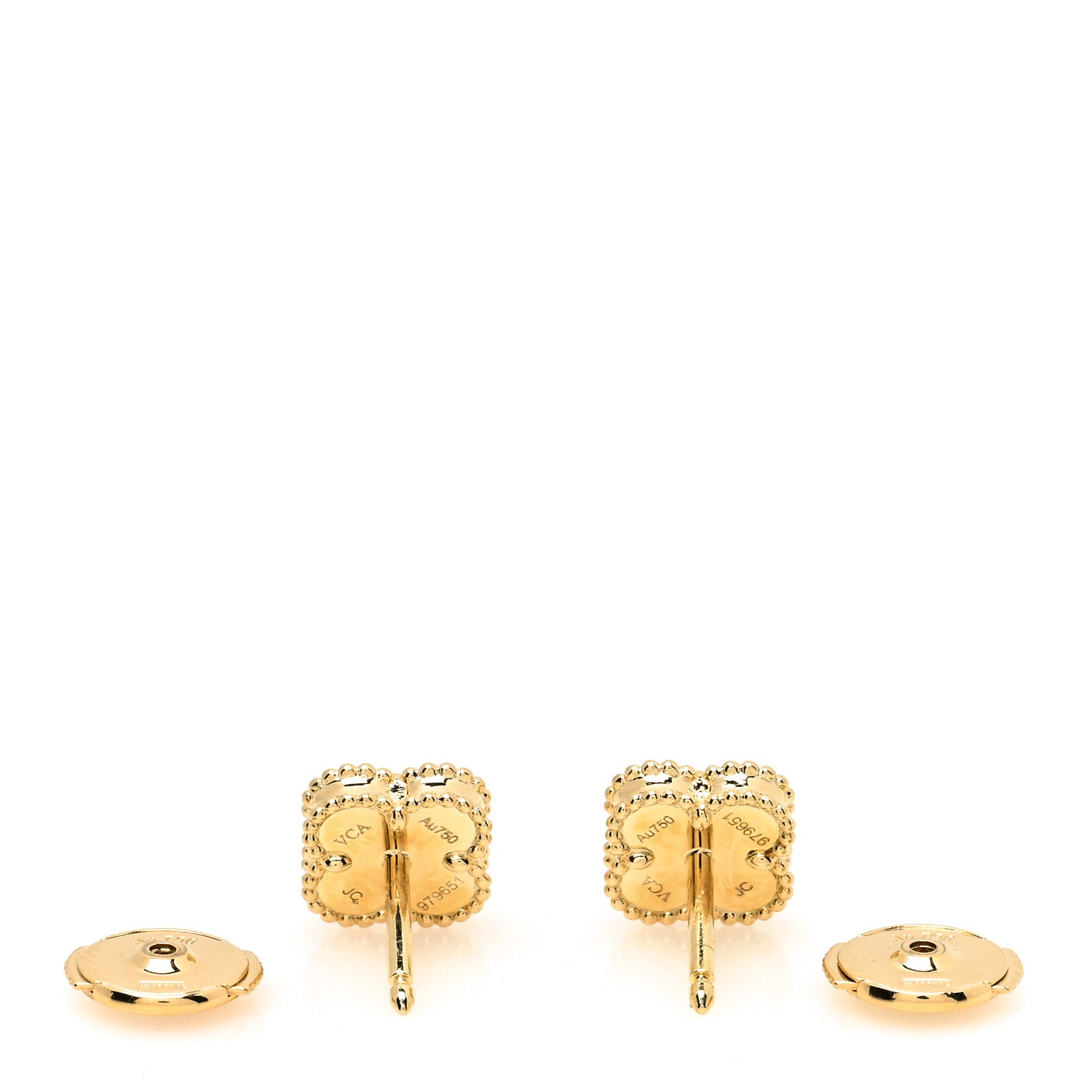 Van Cleef & Arpels 18K Yellow Gold Black Onyx Sweet Alhambra Earrings 3 of 5