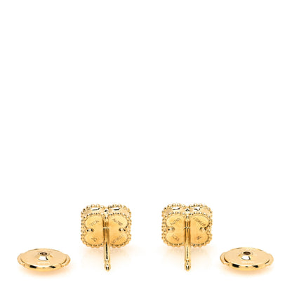 Van Cleef & Arpels 18K Yellow Gold Black Onyx Sweet Alhambra Earrings 3 of 5