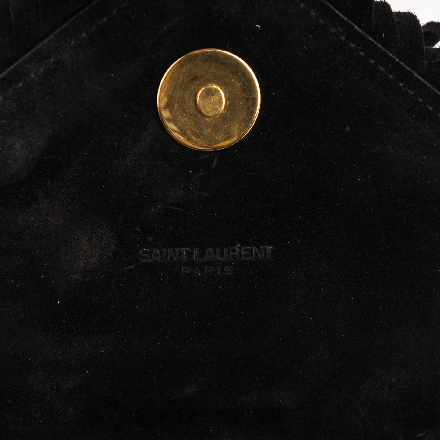 Suede Fringe Small Monogram Satchel Black