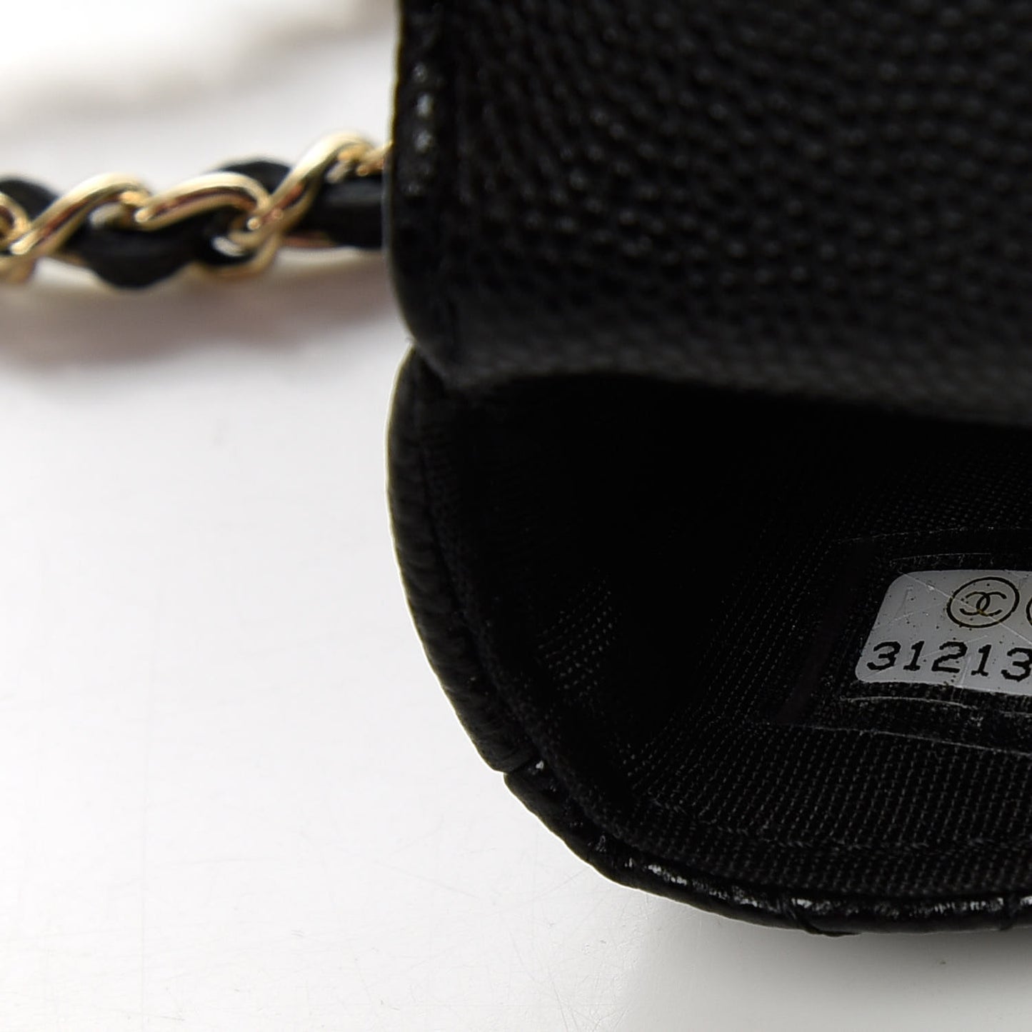 Caviar Quilted Mini Pearl On Top Coin Purse With Chain Black