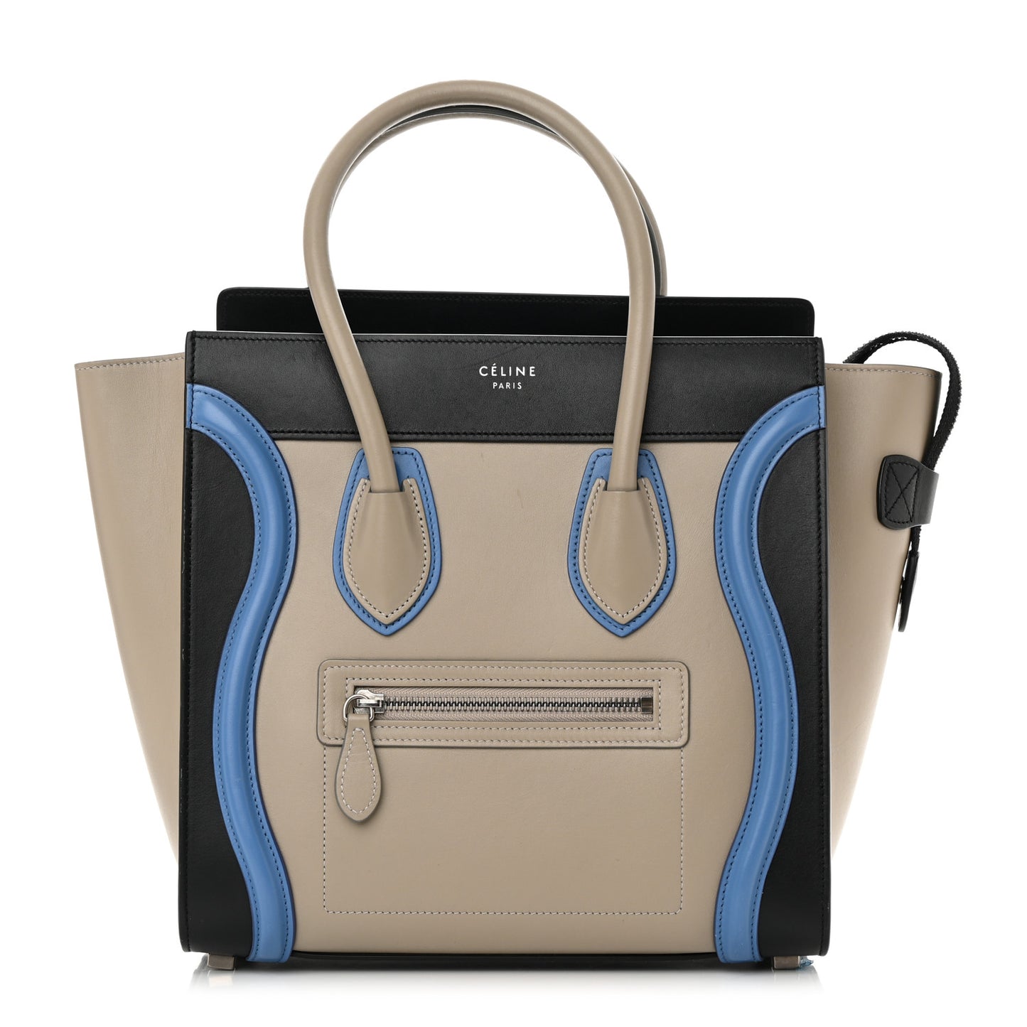 Shiny Smooth Calfskin Micro Tri-Color Luggage Quartz