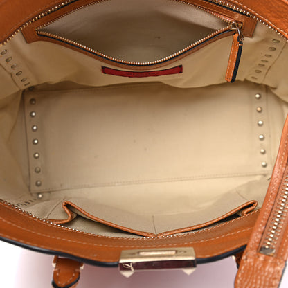 Valentino Garavani Textured Calfskin Rockstud Double Handle Tote Tan 4 of 9