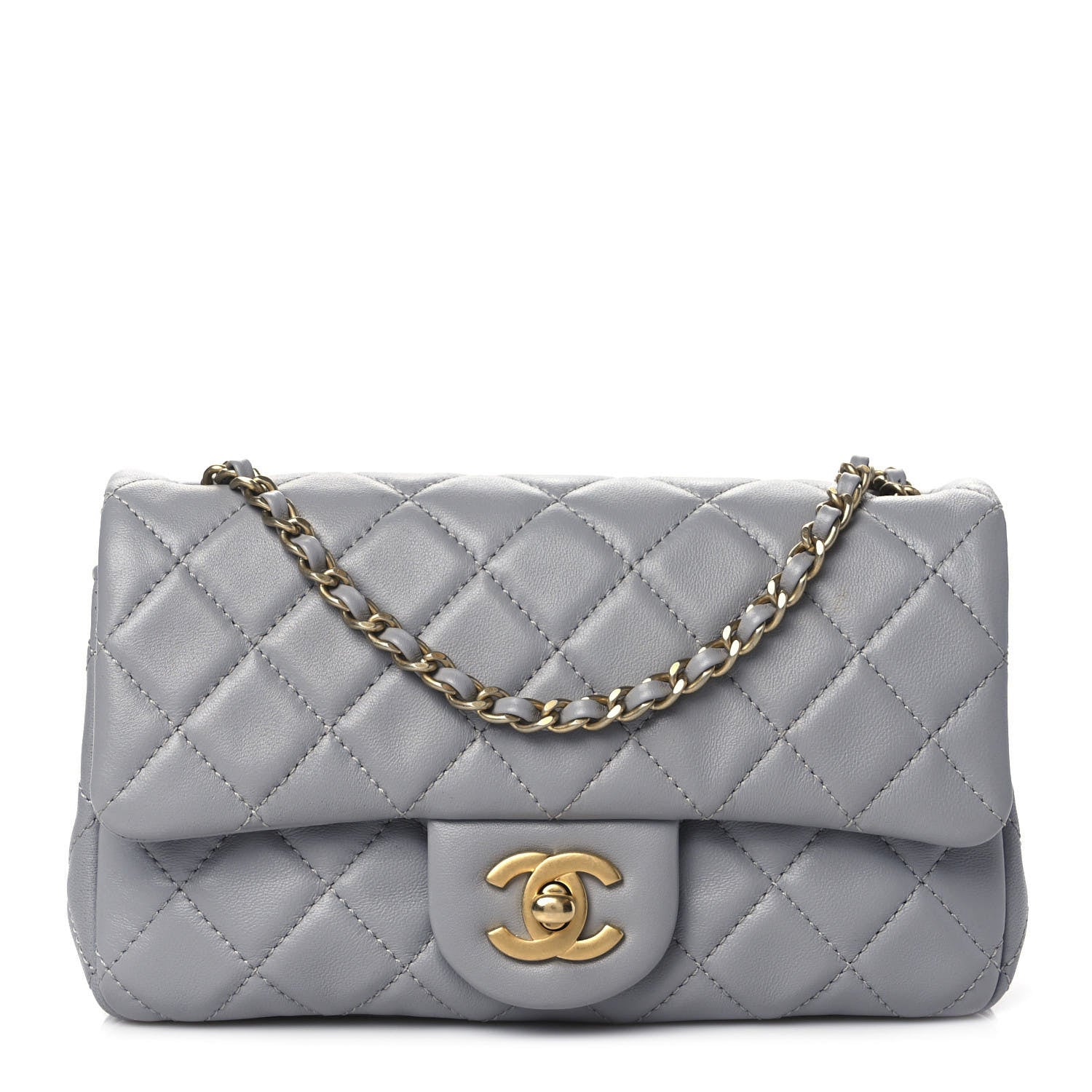 Chanel Lambskin Quilted Mini Rectangular Pearl Crush Flap Grey 1 of 10