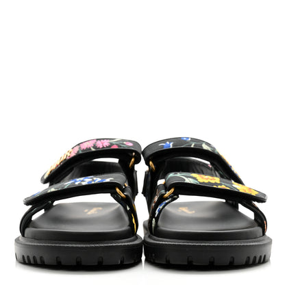 Christian Dior Technical Fabric Petites Fleurs Print Dioract Sandals 39.5 Black Multicolor 2 of 10