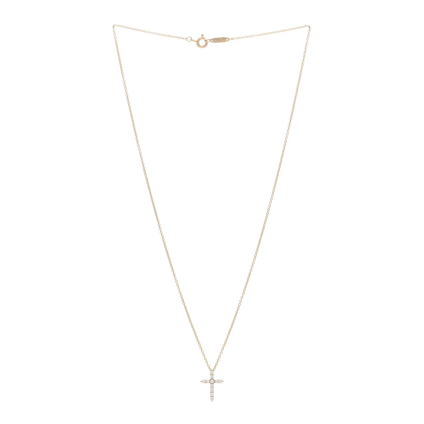 18K Rose Gold Diamond Cross Pendant Necklace