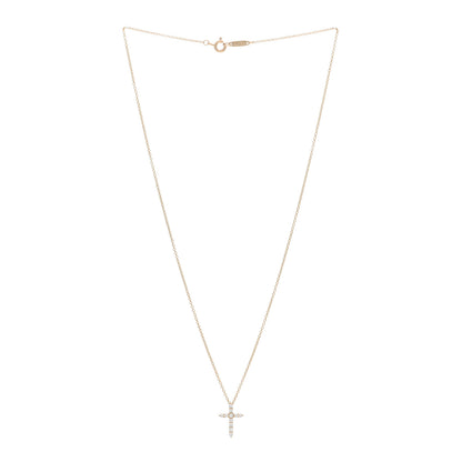 Tiffany 18K Rose Gold Diamond Cross Pendant Necklace 3 of 5