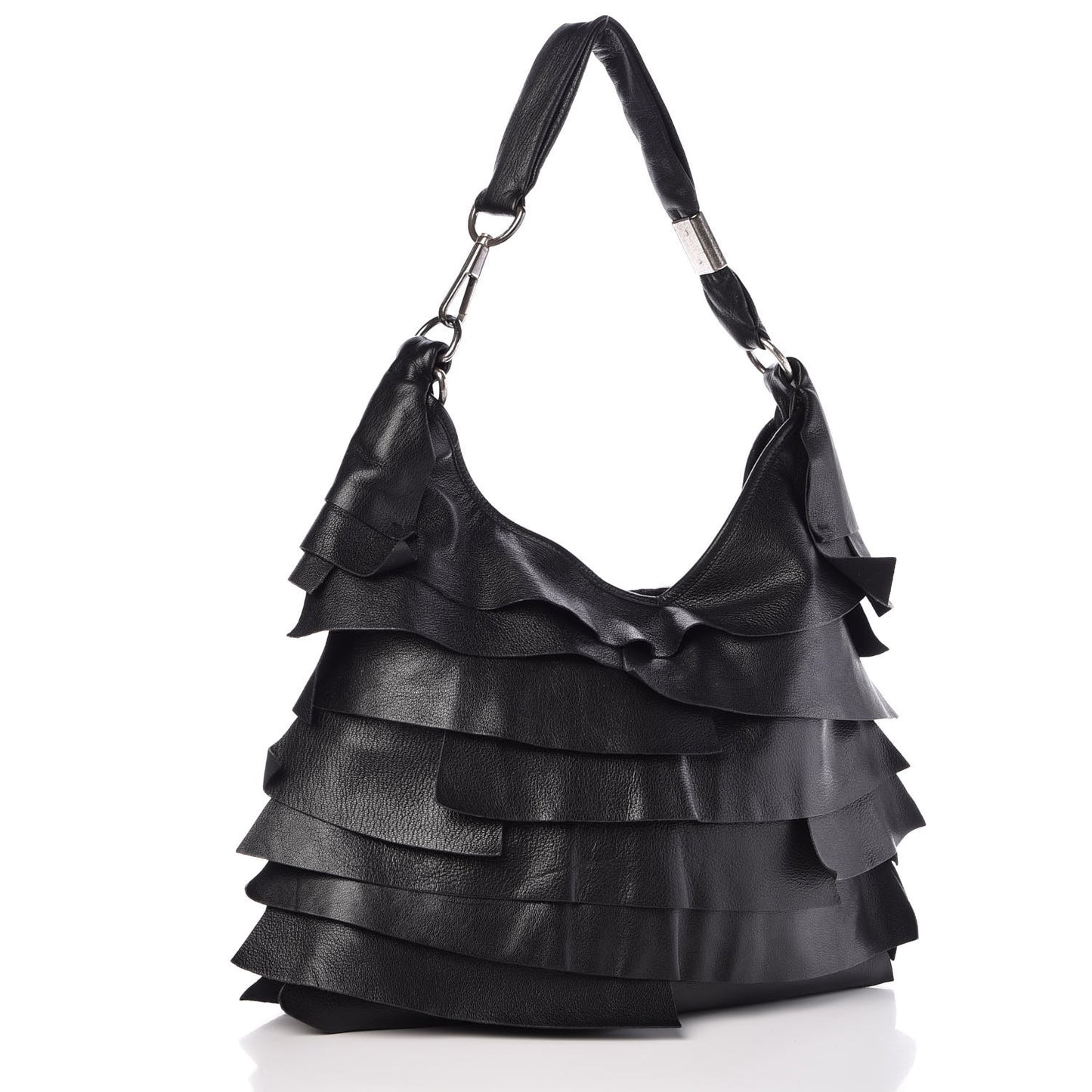 Chevre Leather Ruffle Saint Tropez Black