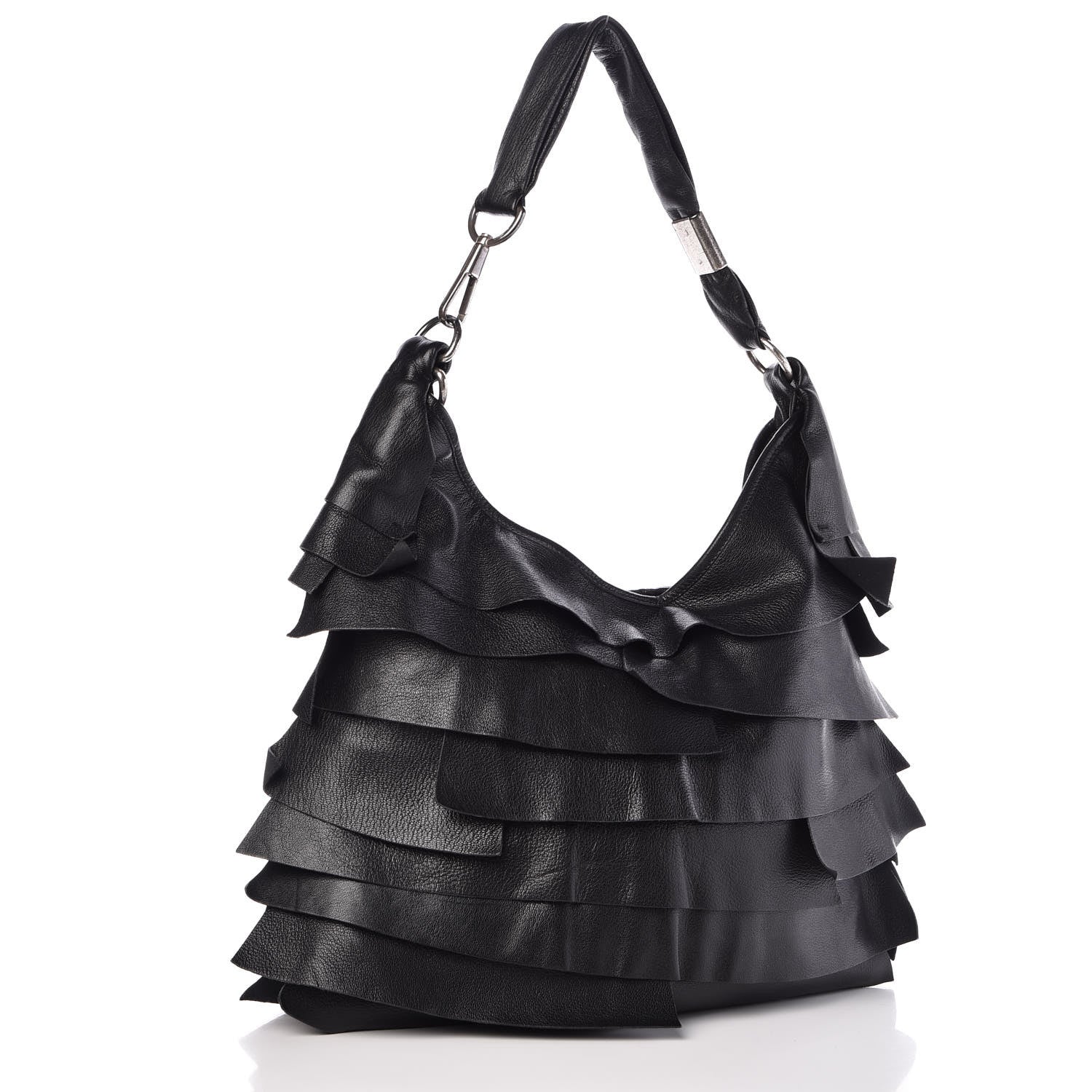 Saint Laurent Chevre Leather Ruffle Saint Tropez Black 3 of 10