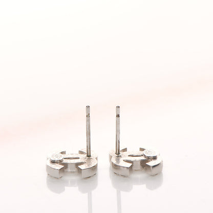 Chanel Crystal Timeless CC Earrings Silver 3 of 4